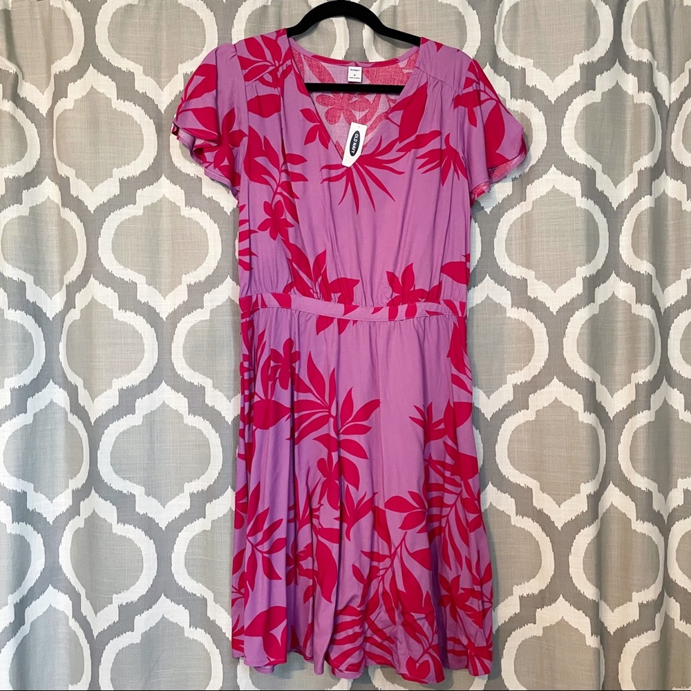 NWT old navy v neck tropical dress